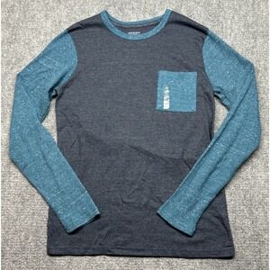 Arizona T-Shirt Mens M Intergalactic Blue Gray Heathered Long Sleeve Pocket New